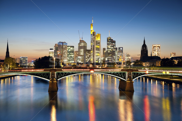 Foto stock: Frankfurt · principal · imagen · horizonte · puesta · de · sol