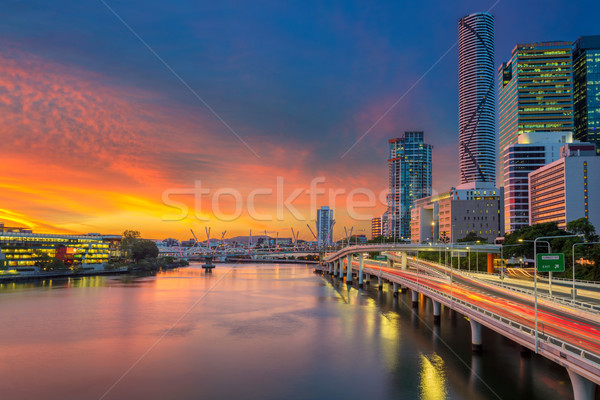 Brisbane városkép kép sziluett Ausztrália drámai Stock fotó © rudi1976