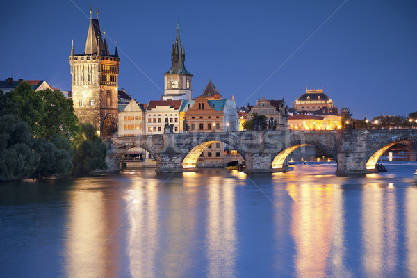 Praga imagen ciudad República Checa crepúsculo azul Foto stock © rudi1976