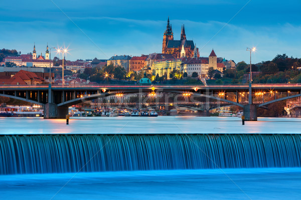 Stock fotó: Prága · kép · város · Csehország · szürkület · kék