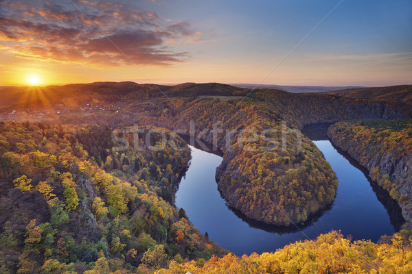 Automne coucher du soleil belle rivière République tchèque [[stock_photo]] © rudi1976