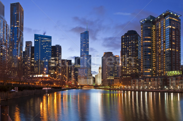 Чикаго изображение центра район сумерки Сток-фото © rudi1976
