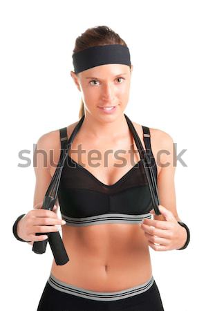 Frau Ausbildung springen Seil Schultern starten Stock foto © ruigsantos
