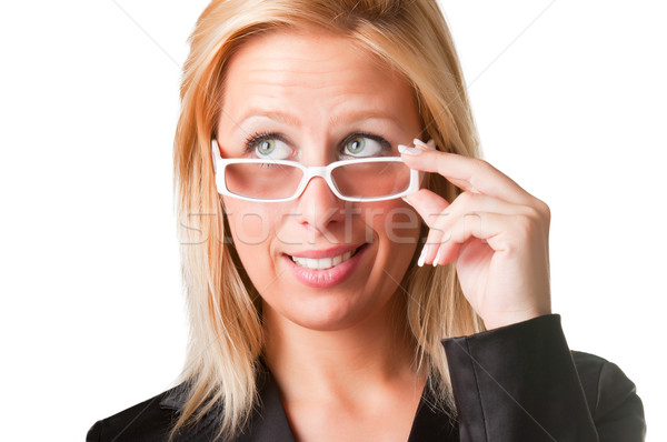 Foto stock: Empresária · preocupado · óculos · negócio · olhos · beleza