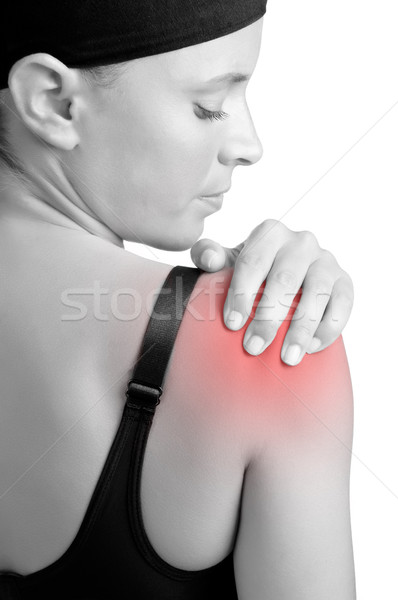 Schulterschmerzen Schmerzen Schulter Frau medizinischen Stock foto © ruigsantos