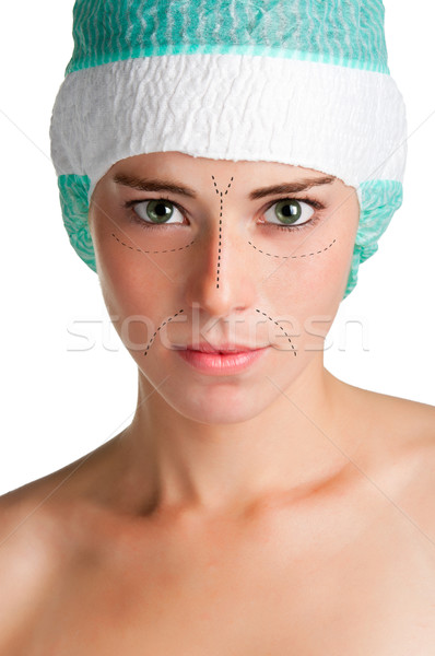 Plastische chirurgie jonge vrouw cosmetische gezicht arts schoonheid Stockfoto © ruigsantos