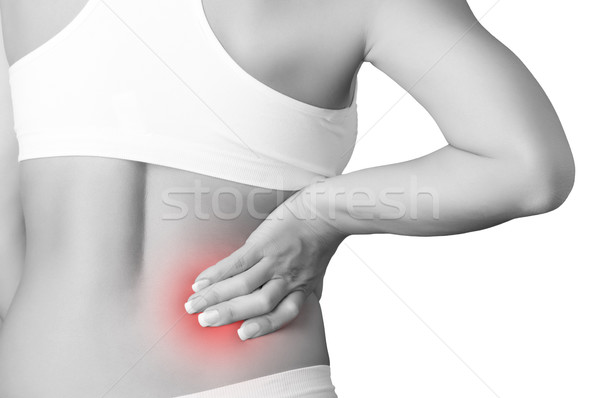 Sırt ağrısı genç kadın ağrı düşük geri kırmızı Stok fotoğraf © ruigsantos