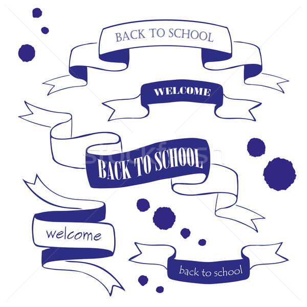 Stock photo: Set of back to school badges and ribbons isolated on white