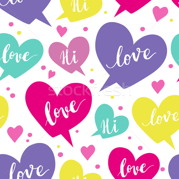 Romantic concept seamless pattern with colorful speech bubbles  Stock photo © rumko