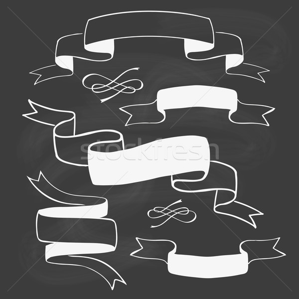 Stock photo: Ribbon banners on blackboard