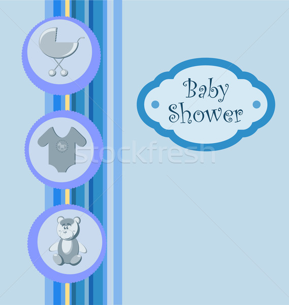 Baba zuhany közlemény kártya kék színek Stock fotó © rumko