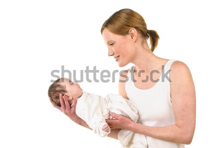[[stock_photo]]: Mère · bébé · bras · adulte · femme · blanche