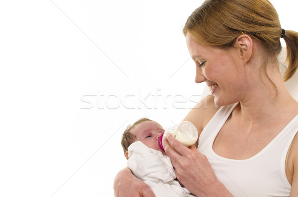 Mãe garrafa adulto mulher branco Foto stock © runzelkorn