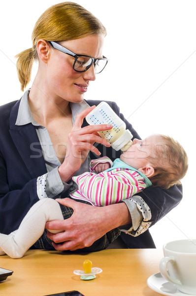 Foto d'archivio: Donna · baby · bottiglia · adulto · donna · d'affari · indossare