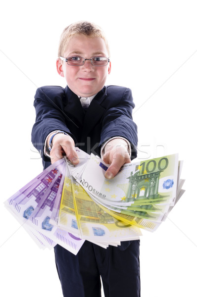 Bambino soldi indossare buio suit Foto d'archivio © runzelkorn