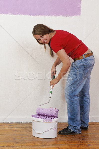 Jeune femme maison jeunes blond cheveux [[stock_photo]] © runzelkorn