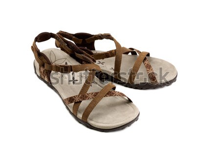 Stock photo: pair of women's sandals brown