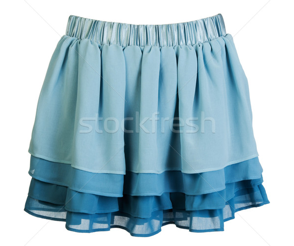 ストックフォト: 青 · サテン · ミニスカート · 孤立した · 白 · ファッション