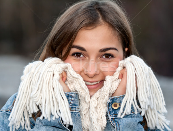 portrait of a girl wrapped in a warm scarf Stock photo © RuslanOmega