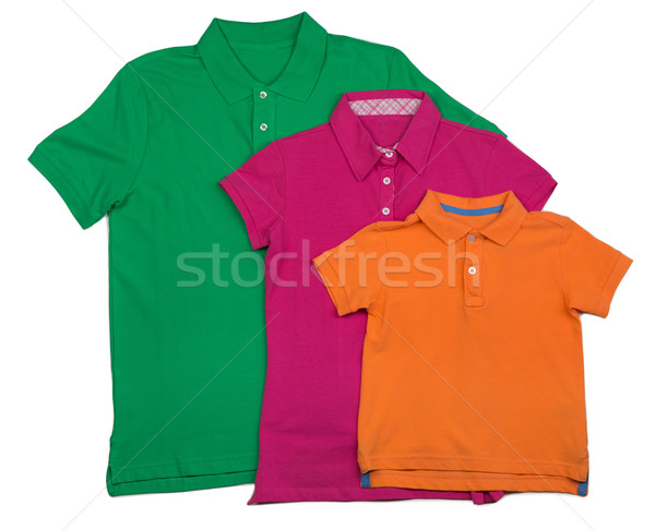 Foto stock: Polo · plantilla · colores · aislado · blanco · tres