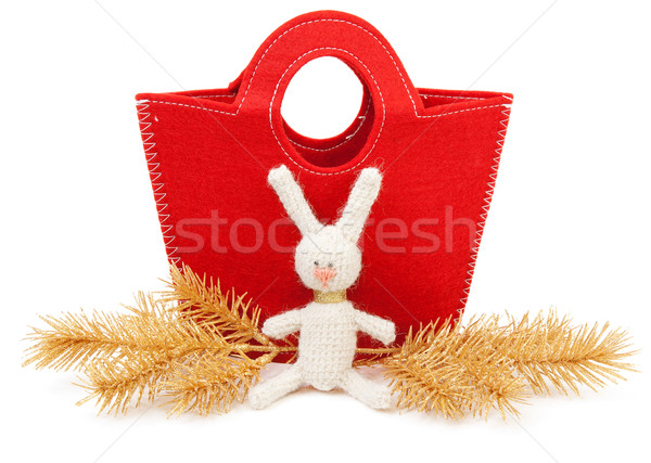 Red bag and knitted hare Stock photo © RuslanOmega