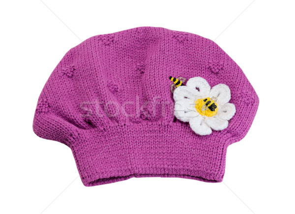 Rózsaszín kötött kalap svájcisapka izolált fehér Stock fotó © RuslanOmega