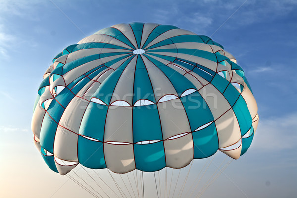 Stockfoto: Parachute · hemel · gestreept · wolken · sport · Blauw