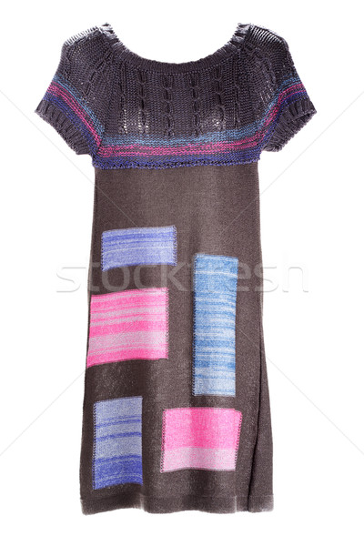 Stock photo: Knitted gray gown with colour insertion