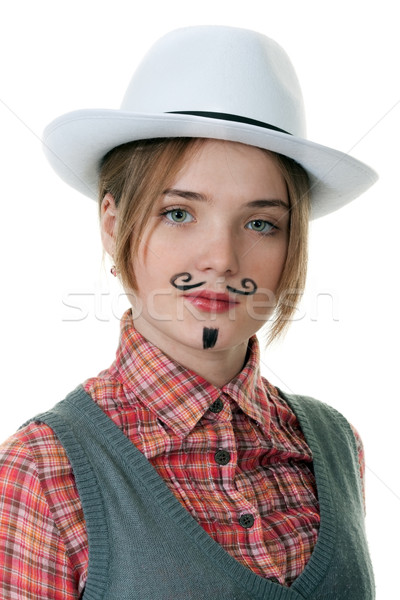 girl with painted mustaches Stock photo © RuslanOmega