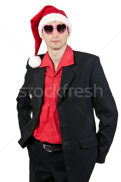 Stockfoto: Zakenman · hoed · zonnebril · witte · business