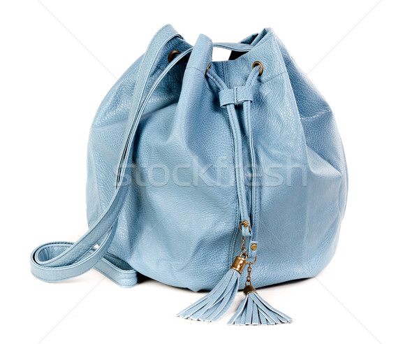 Blau Leder Handtasche Mode Frauen weiß Stock foto © RuslanOmega