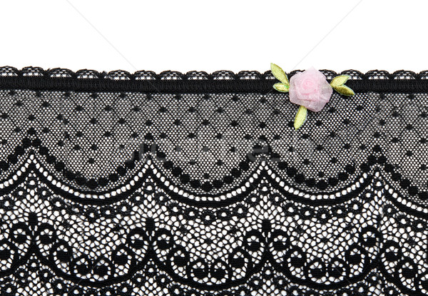 Black lace with rose satin flower on white background Stock photo © RuslanOmega