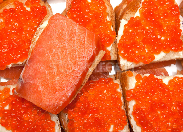 Szendvicsek piros ikra izolált fehér háttér Stock fotó © RuslanOmega
