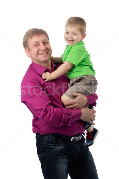Portrait of a father and three year old son in the studio. Stock photo © RuslanOmega