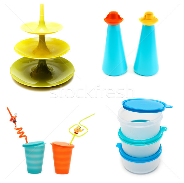 Collage from plastic dishes Stock photo © RuslanOmega