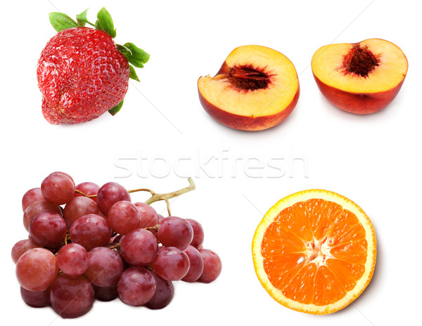 Collage from fresh ripe fruit grape, peach, strawberries and ora Stock photo © RuslanOmega