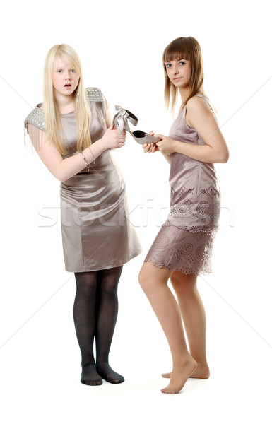 Kettő gyönyörű lányok talár fehér nők Stock fotó © RuslanOmega