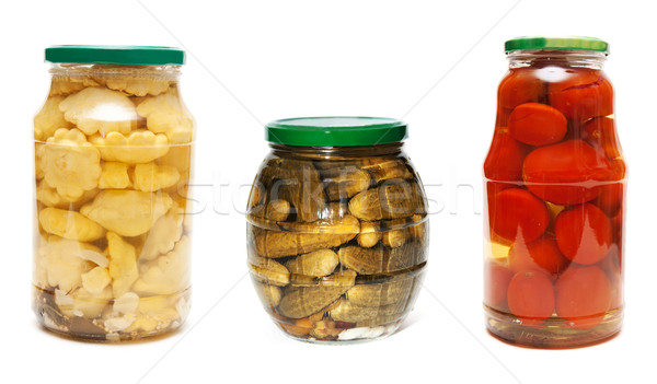 three jars of pickled vegetables Stock photo © RuslanOmega