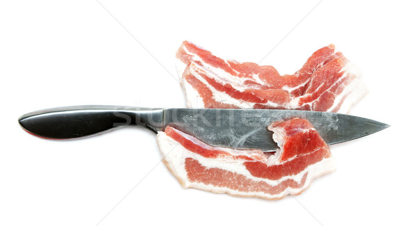 Nyers hús acél kés fehér háttér Stock fotó © RuslanOmega