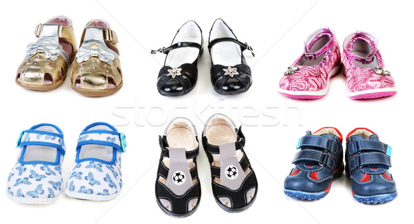 Collage from six pairs baby footwear Stock photo © RuslanOmega