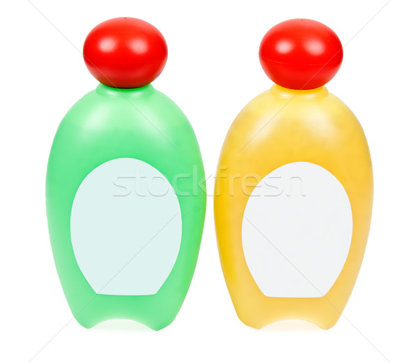 Deux bouteilles shampooing isolé blanche rouge Photo stock © RuslanOmega
