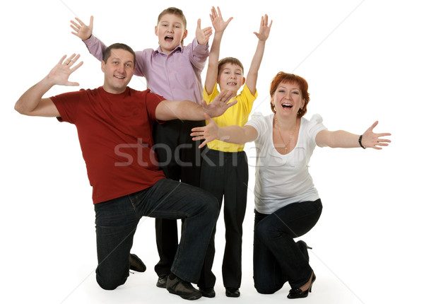 家族 4 歓喜 白 男 幸せ ストックフォト © RuslanOmega