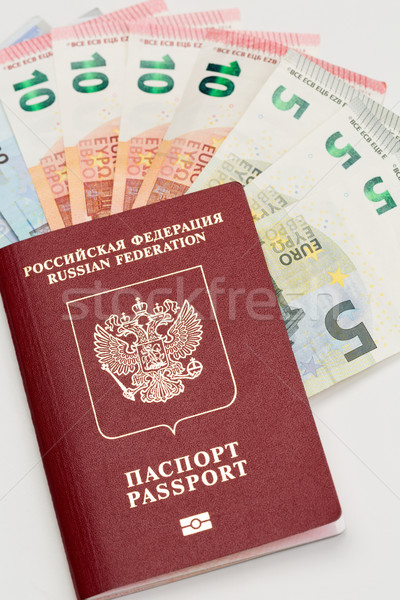 Stockfoto: Paspoort · euro · Rood · internationale · bankbiljetten · geld