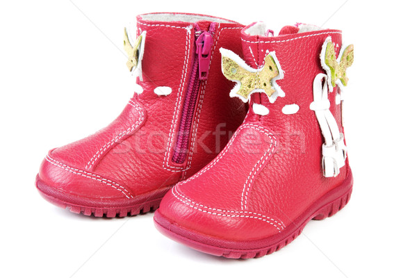 Pair red leather baby boots Stock photo © RuslanOmega