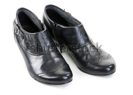Pár fekete cipők bőr fehér Stock fotó © RuslanOmega