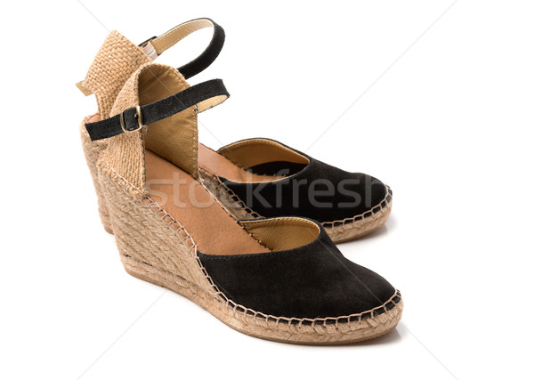 Pair of beige with black suede summer shoes Stock photo © RuslanOmega