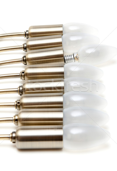 Electric light bulbs in golden patron Stock photo © RuslanOmega