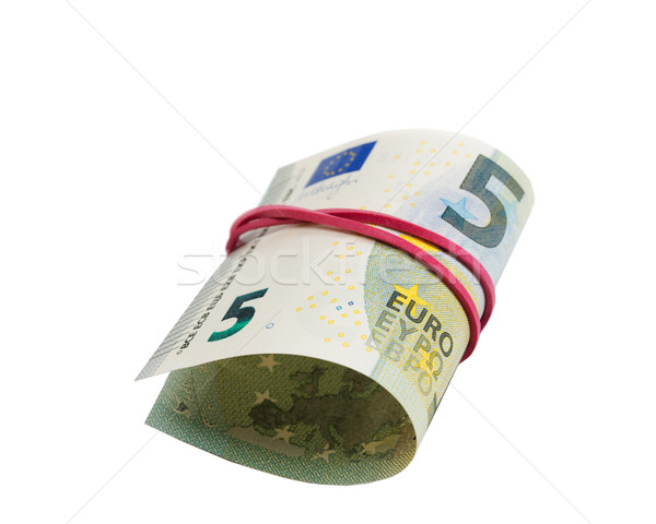 Bankjegy Euro által zsemle izolált fehér Stock fotó © RuslanOmega