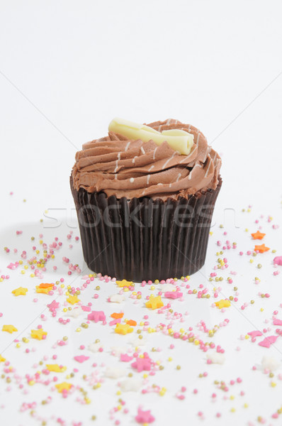 Chocolade beker cake donkere bruin geval Stockfoto © russwitherington