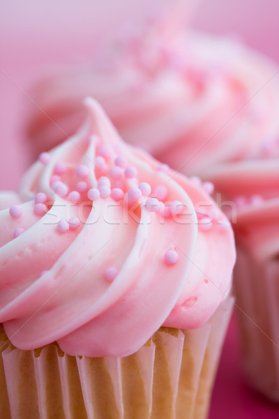 Rózsaszín minitorták közelkép sekély buli édes Stock fotó © RuthBlack